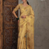 Apricot Linen Saree with Blouse for Premium Ethnic and Festive Wear | ALL-APRICOT-268