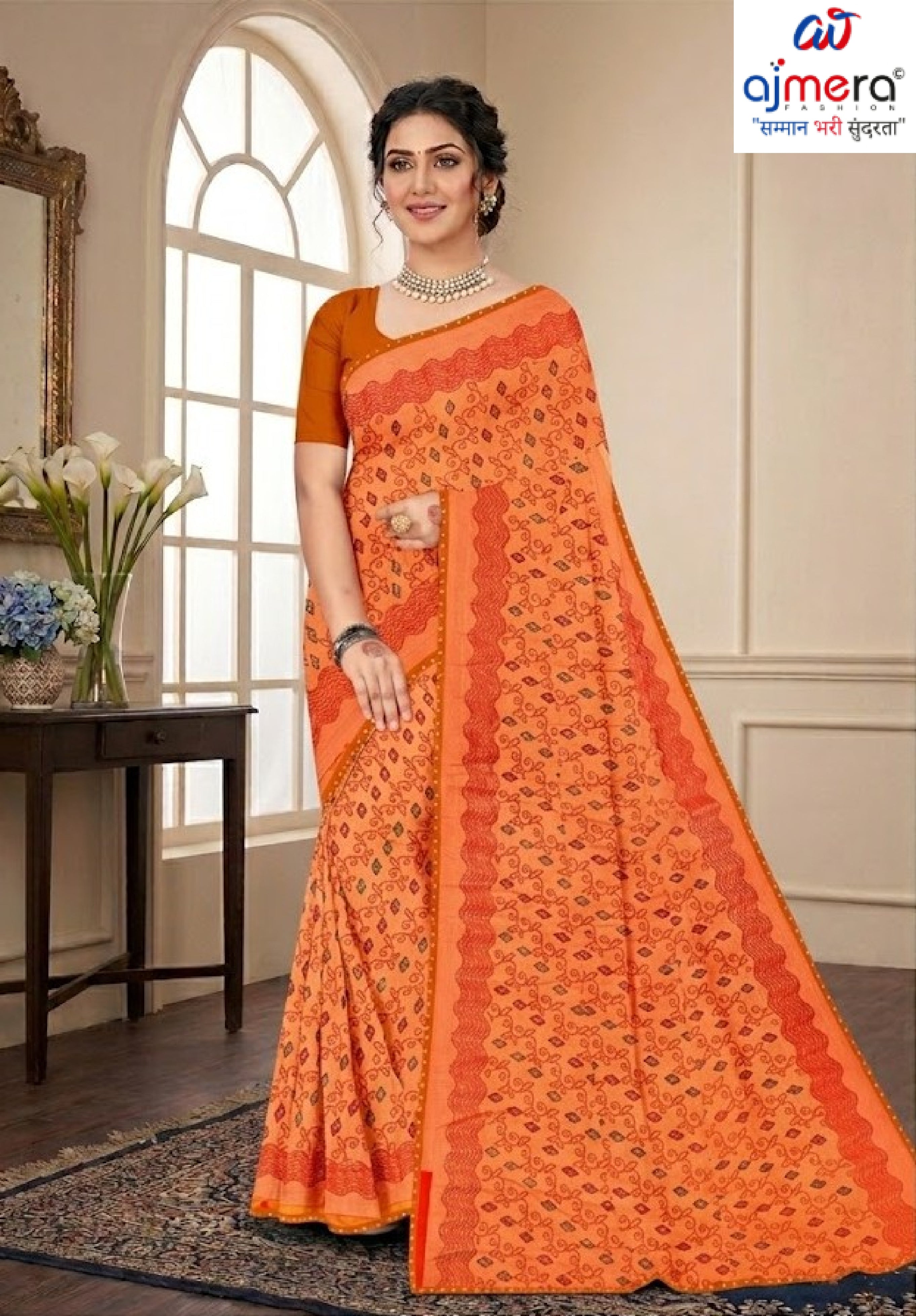 Chic Printed Saree with Blouse Piece for Sophisticated Ethnic Style | GPT-DHAMAKEDAR-4