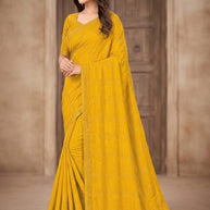 Fandy Embroidery Dyed Matching Saree with Blouse Piece for Premium Ethnic and Traditional Wear | RAL-ISHIKA-1