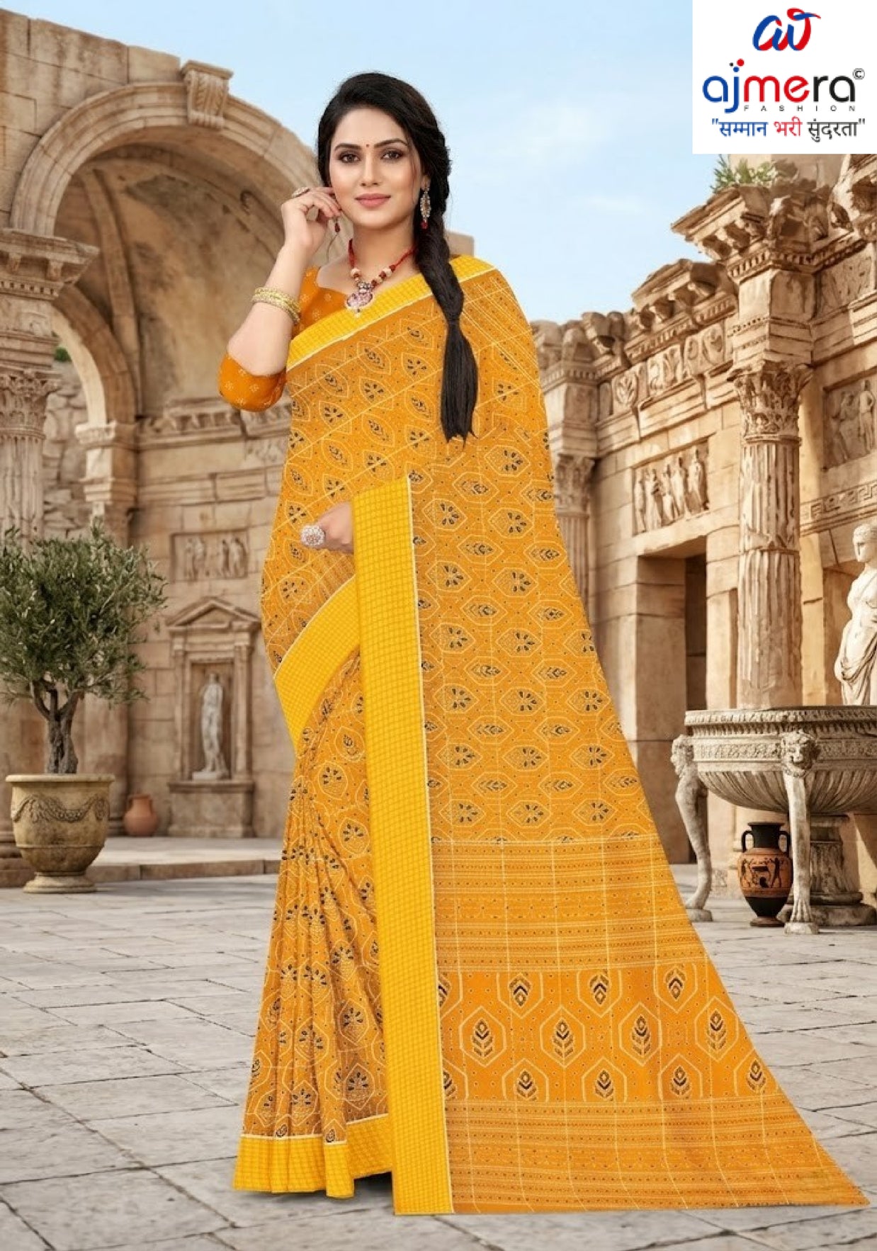 Elegant Printed Saree with Designer Blouse Piece for Festive Wear  | GLC-LAADLI