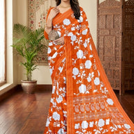 Exclusive Printed Saree with Blouse Piece for Elegant Ethnic Look  | CAS-FRESH FLOWER