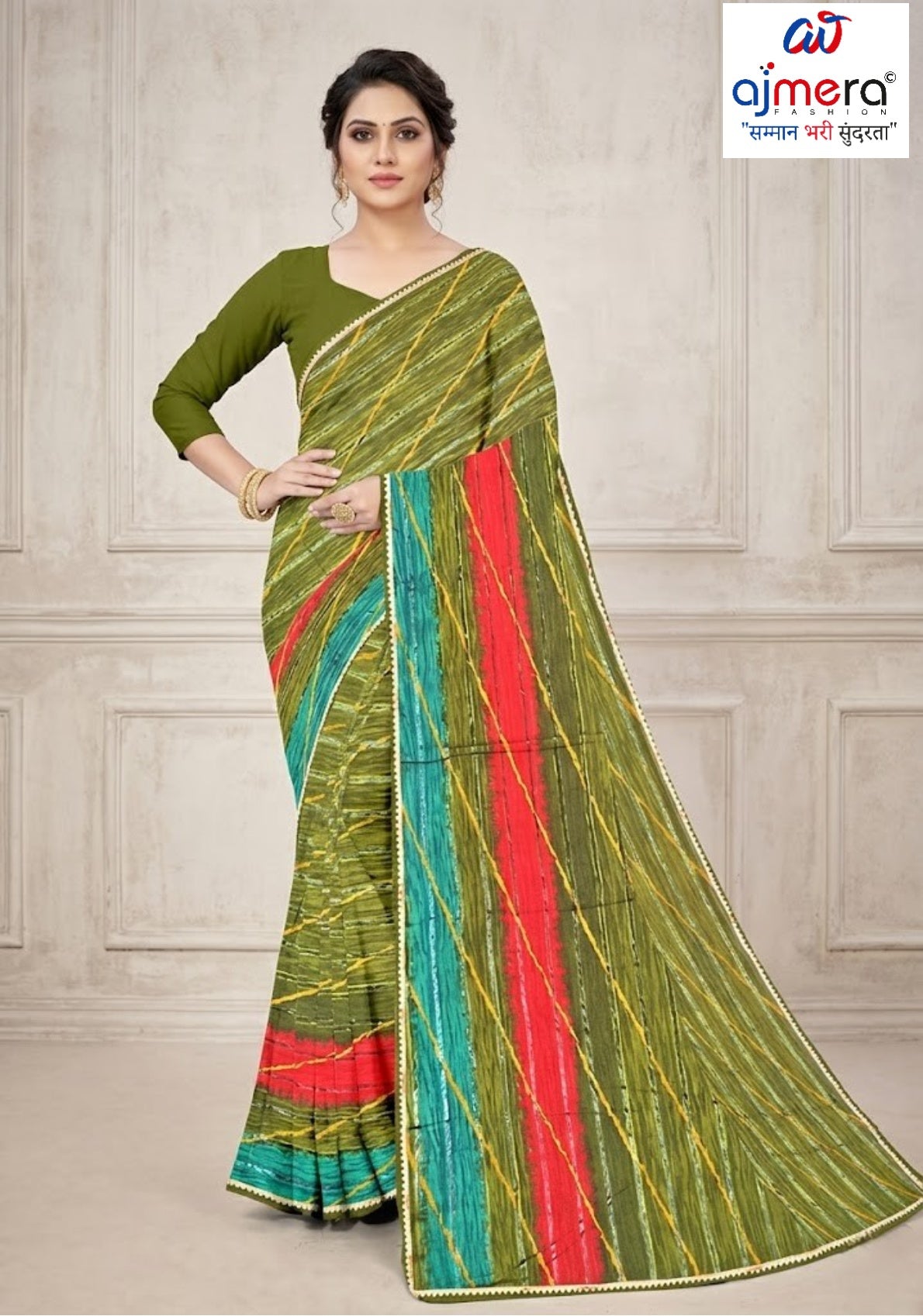 Premium Printed Saree with Matching Blouse Piece for Ethnic Elegance  | CAS-ANOKHEE