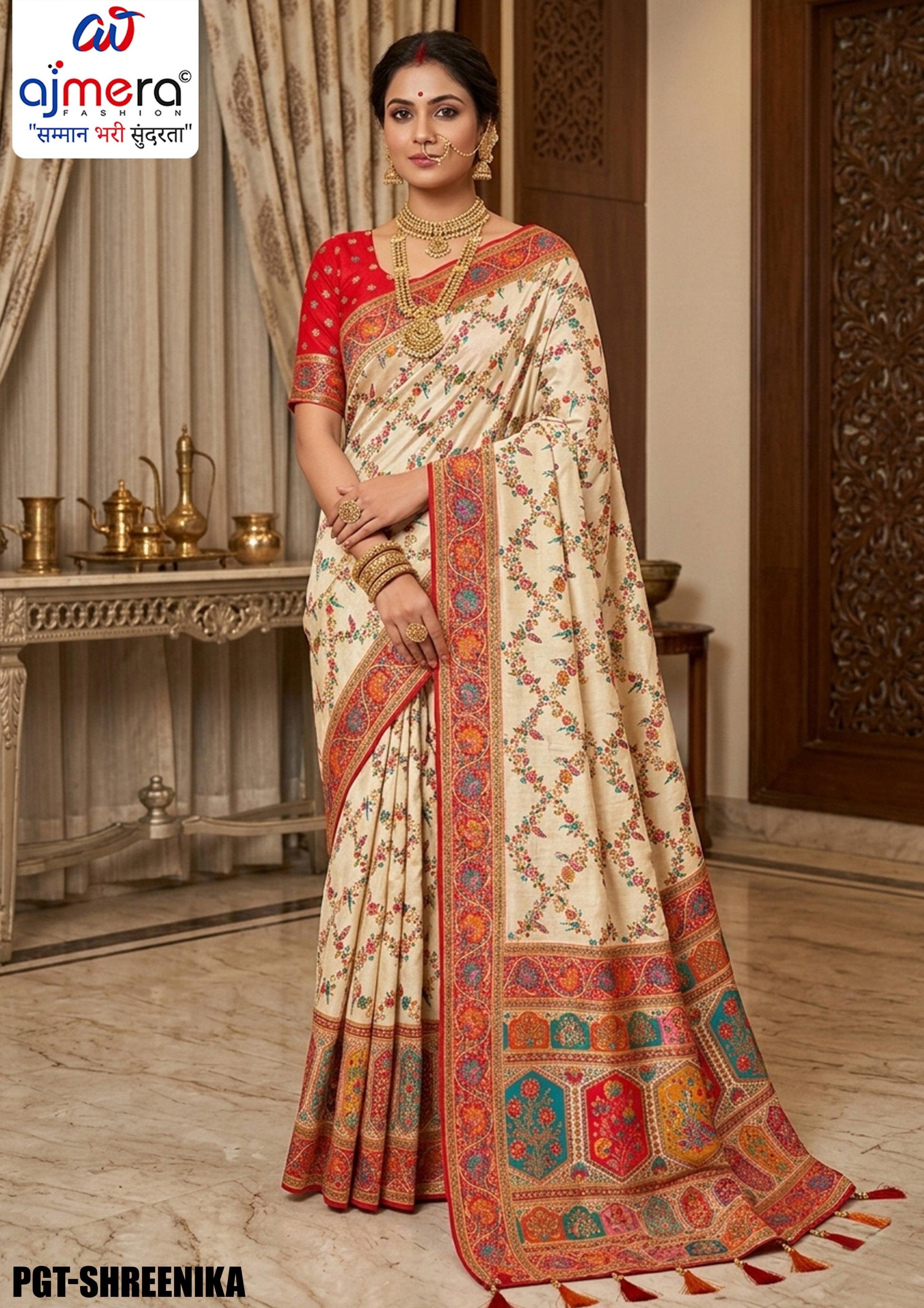 Fine Texture Jacquard Silk Saree With Blouse Piece | PGT-SHREENIKA