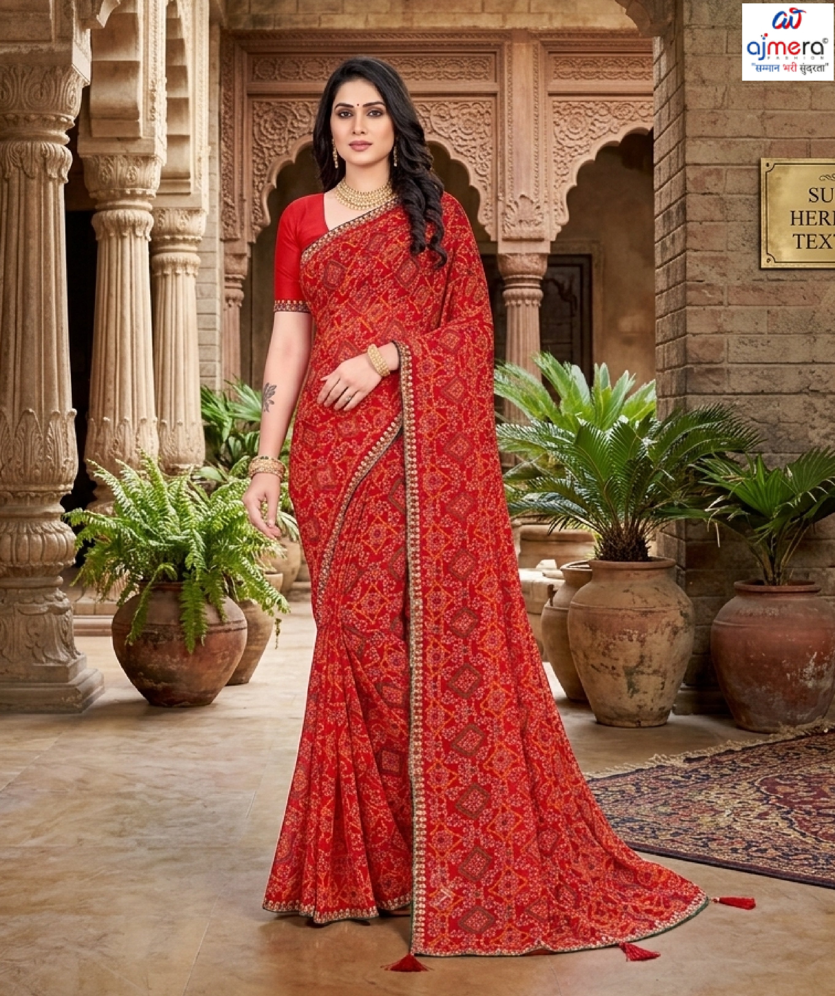 Georgette Print Loose Saree with Blouse for Premium Ethnic and Traditional Wear | JS-ANJALI-2