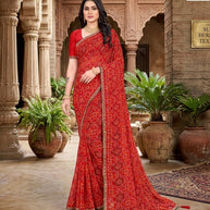 Georgette Print Loose Saree with Blouse for Premium Ethnic and Traditional Wear | JS-ANJALI-2