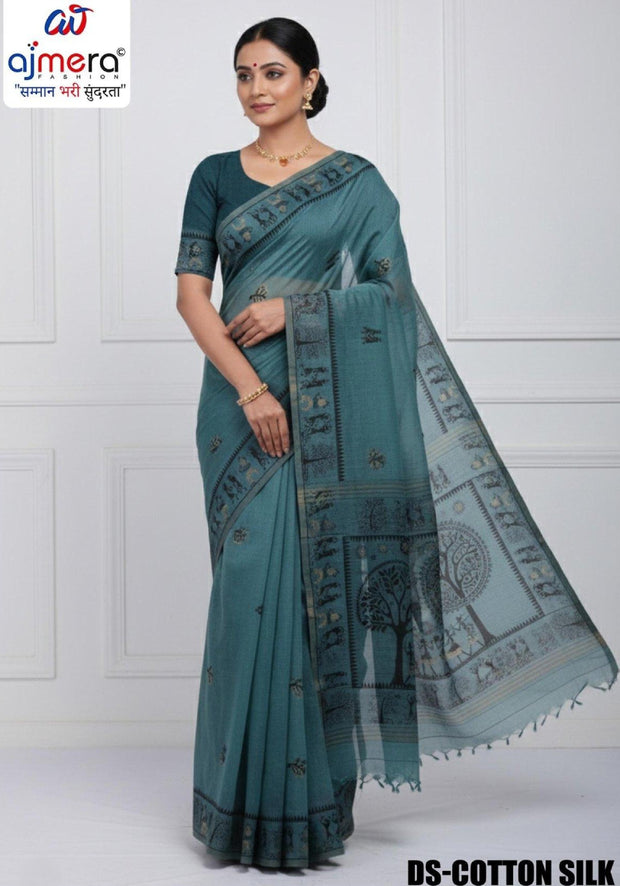 Woven Rapier Silk Matching Saree With Blouse Piece | DS-COTTON SILK