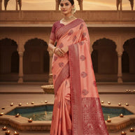 Premium Jacquard Silk Saree with Matching Blouse Piece for Ethnic Celebrations | SOJ-KUSHAL MANGAL