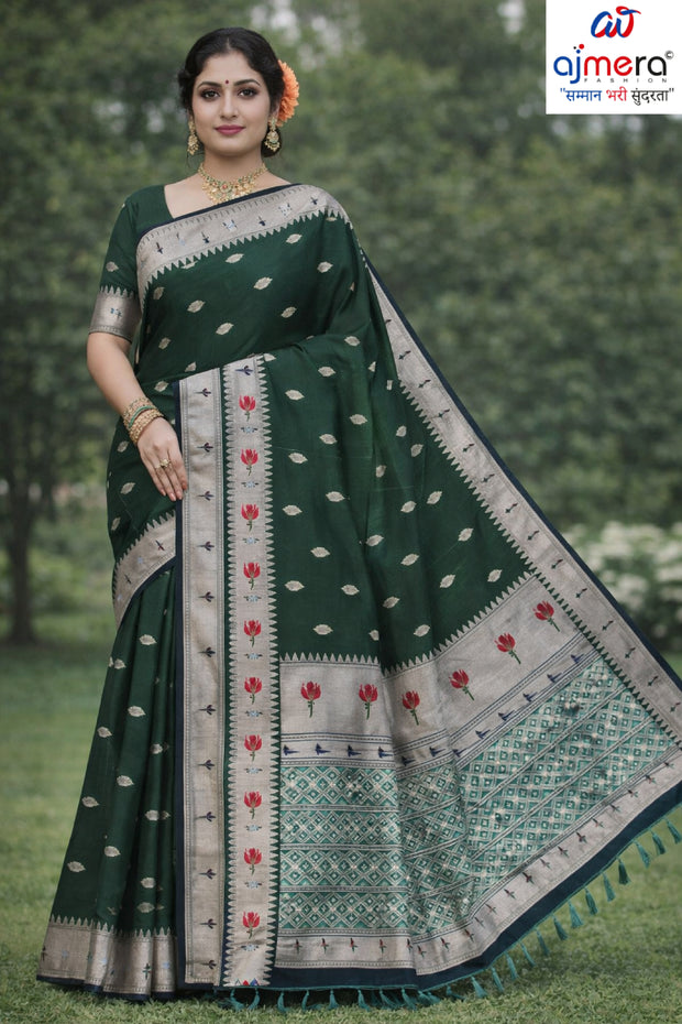 Jacquard Rapier Silk Matching Saree With Blouse Piece | DS-PAITHANI SILK