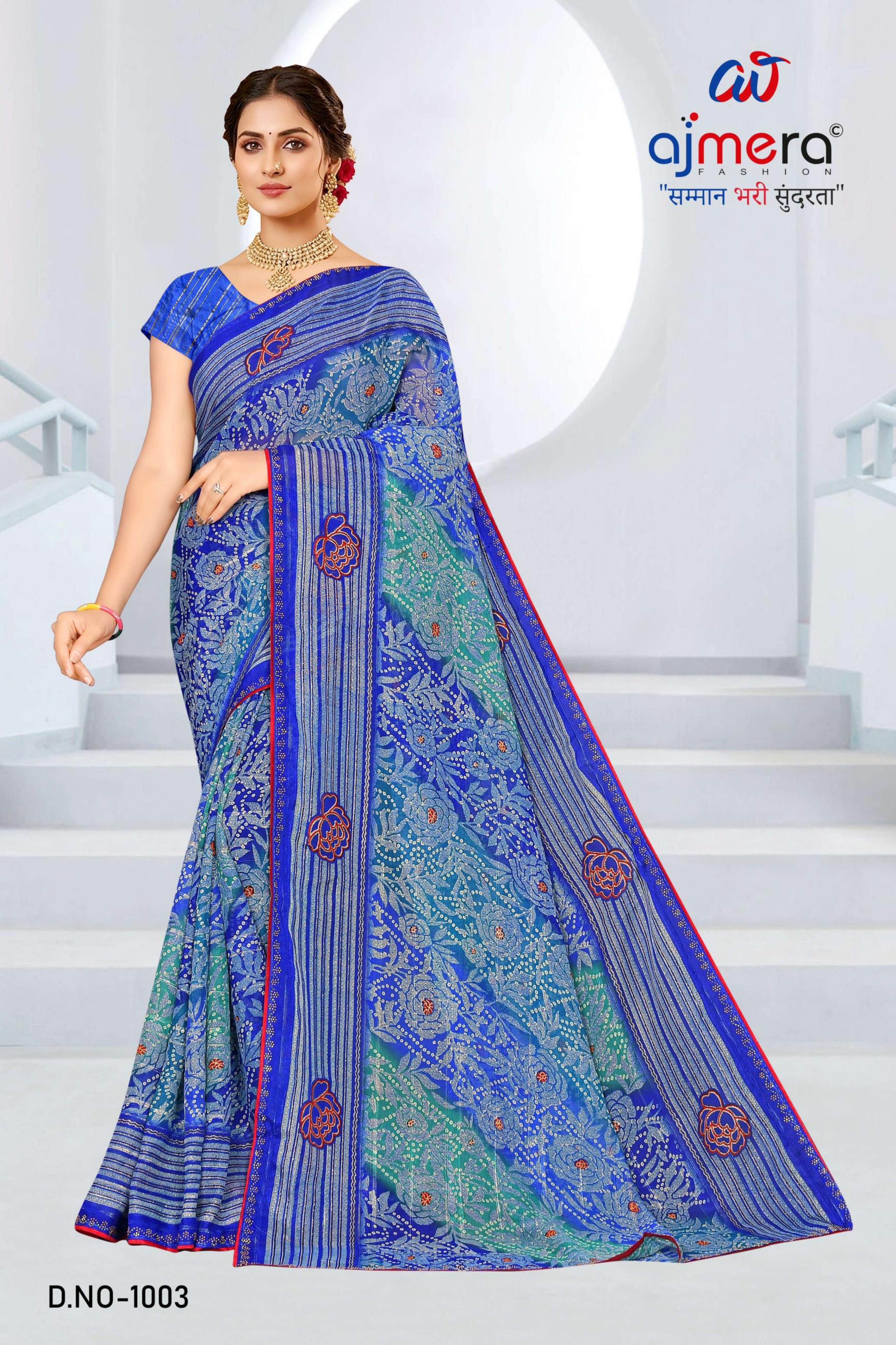 Contemporary Printed Saree with Blouse Piece for Premium Wear  | SNR-JYOTI