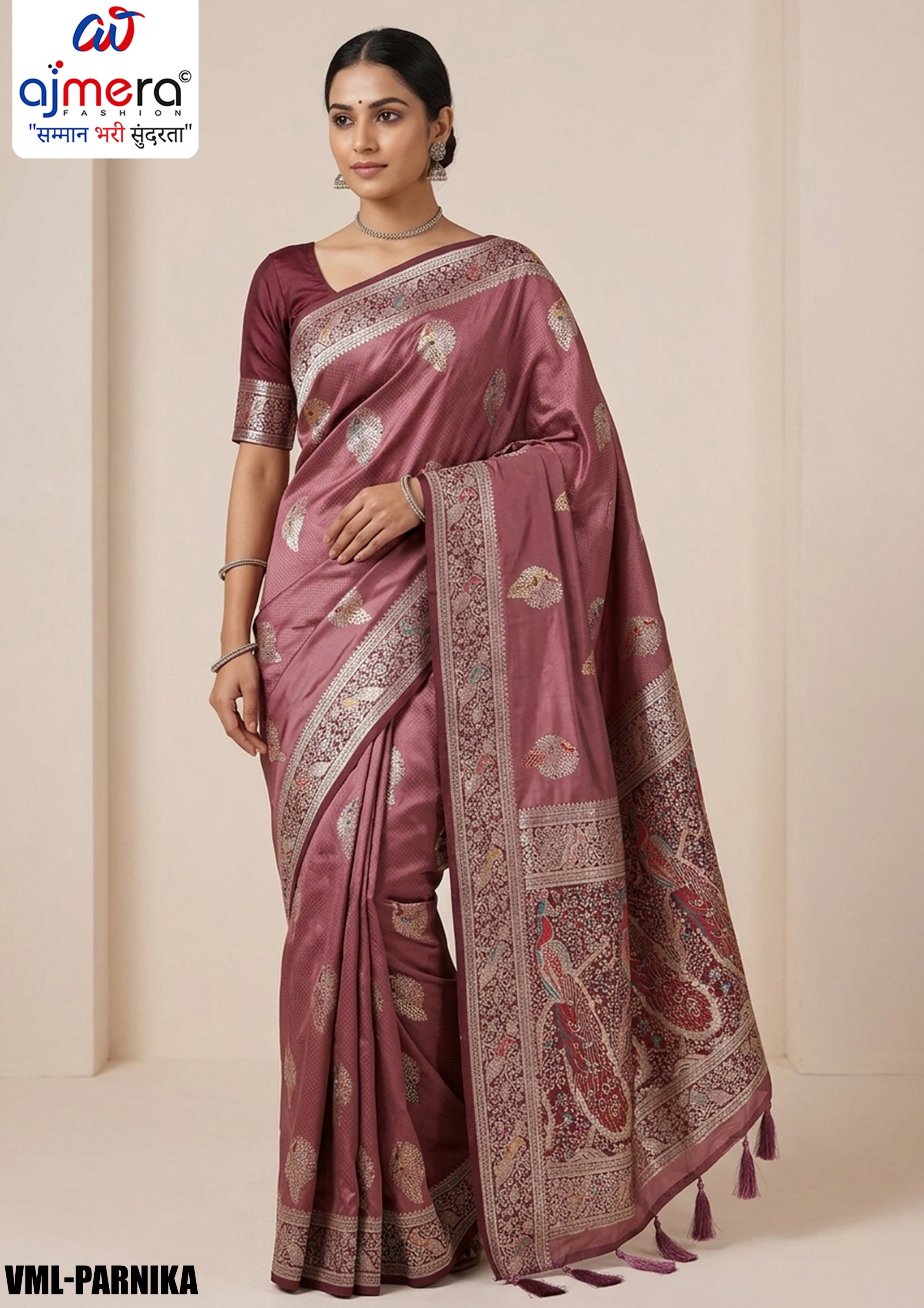 Grand Jacquard Silk Saree With Blouse Piece | VML-PARNIKA