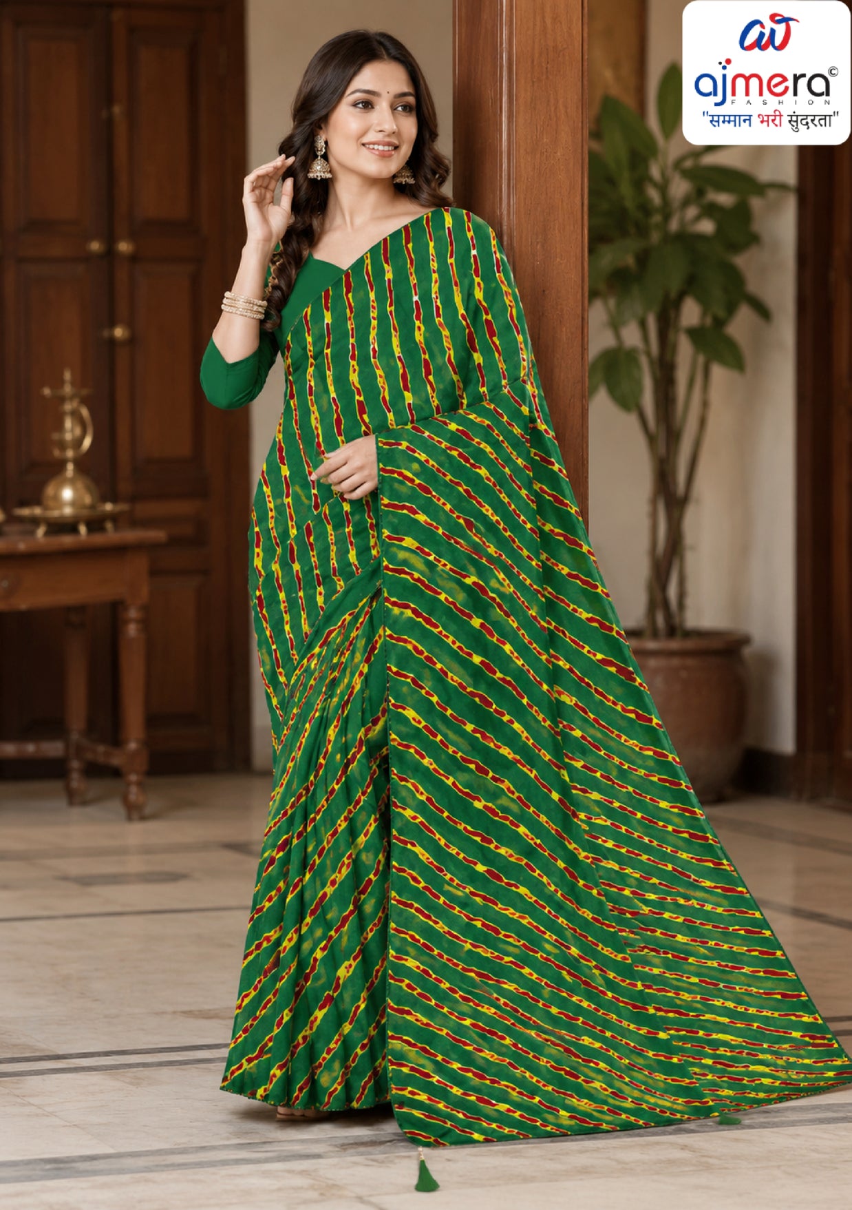 Zomato Print Loose Saree with Blouse for Premium Ethnic and Traditional Wear | CAS-SAWARIYA