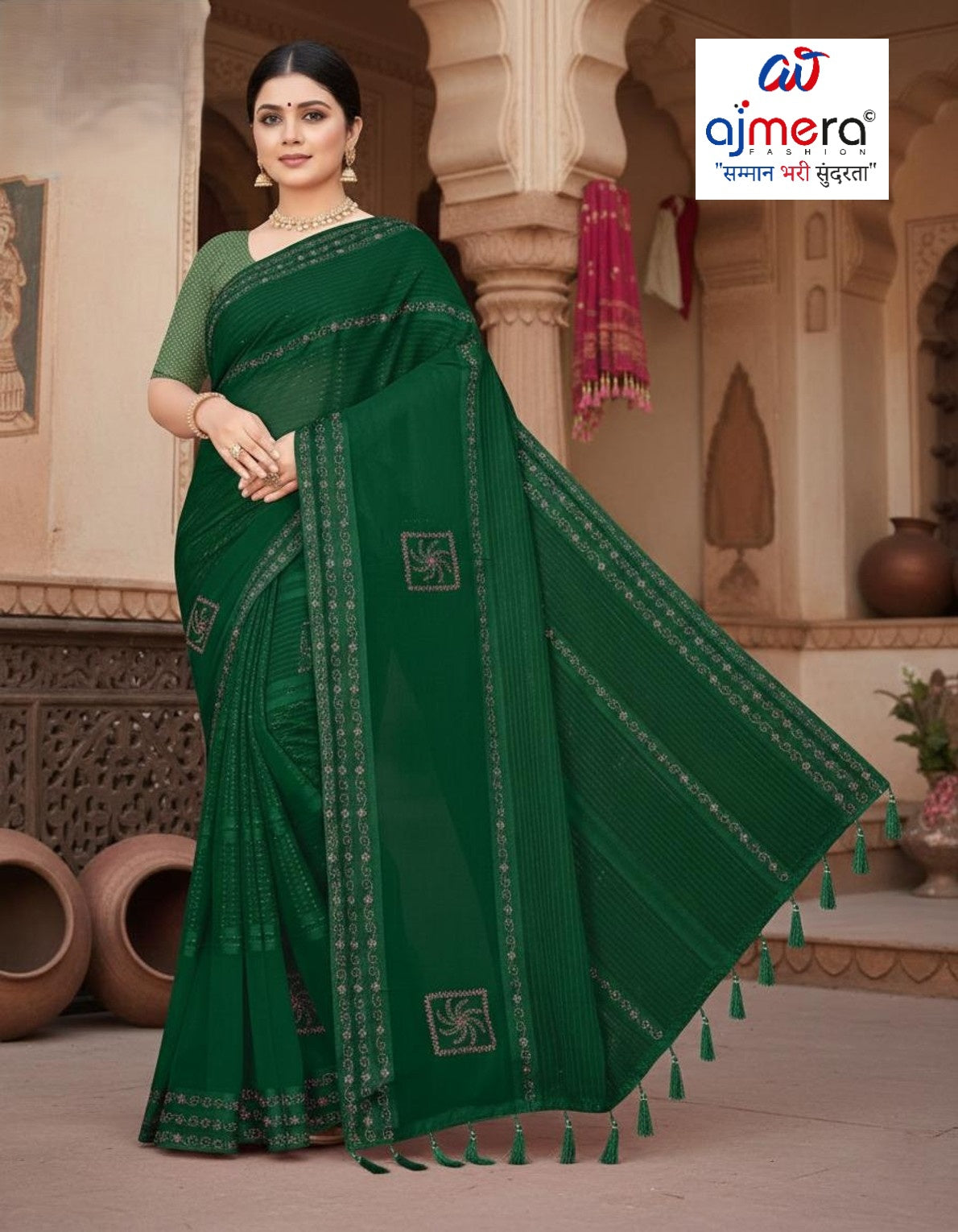 Dyed Matching Saree B2B Supplier with Blouse Piece for Premium Ethnic and Traditional Wear | RAL-CITY PALACE