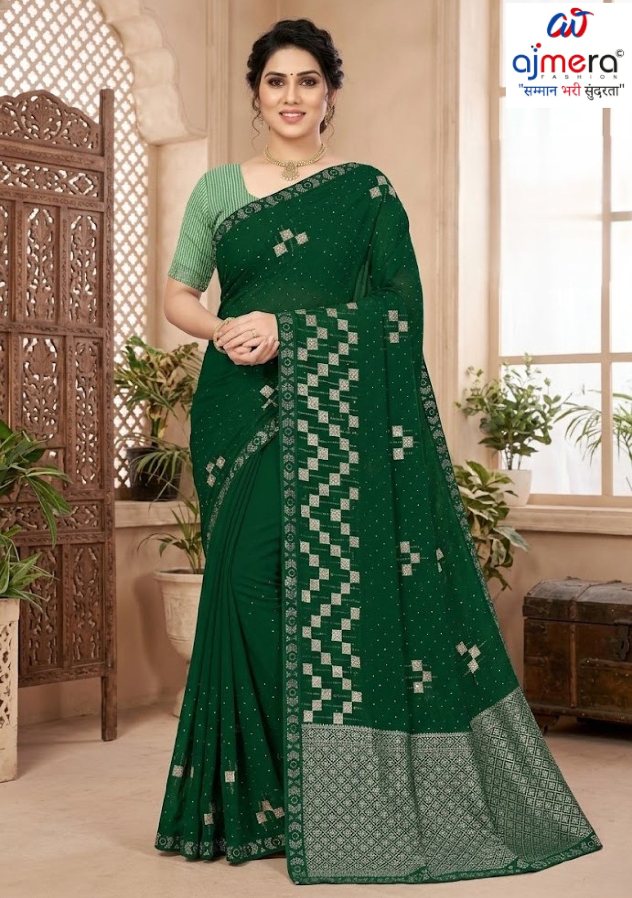 Modern Rapier Silk Matching Saree With Blouse Piece | RAL-LTD