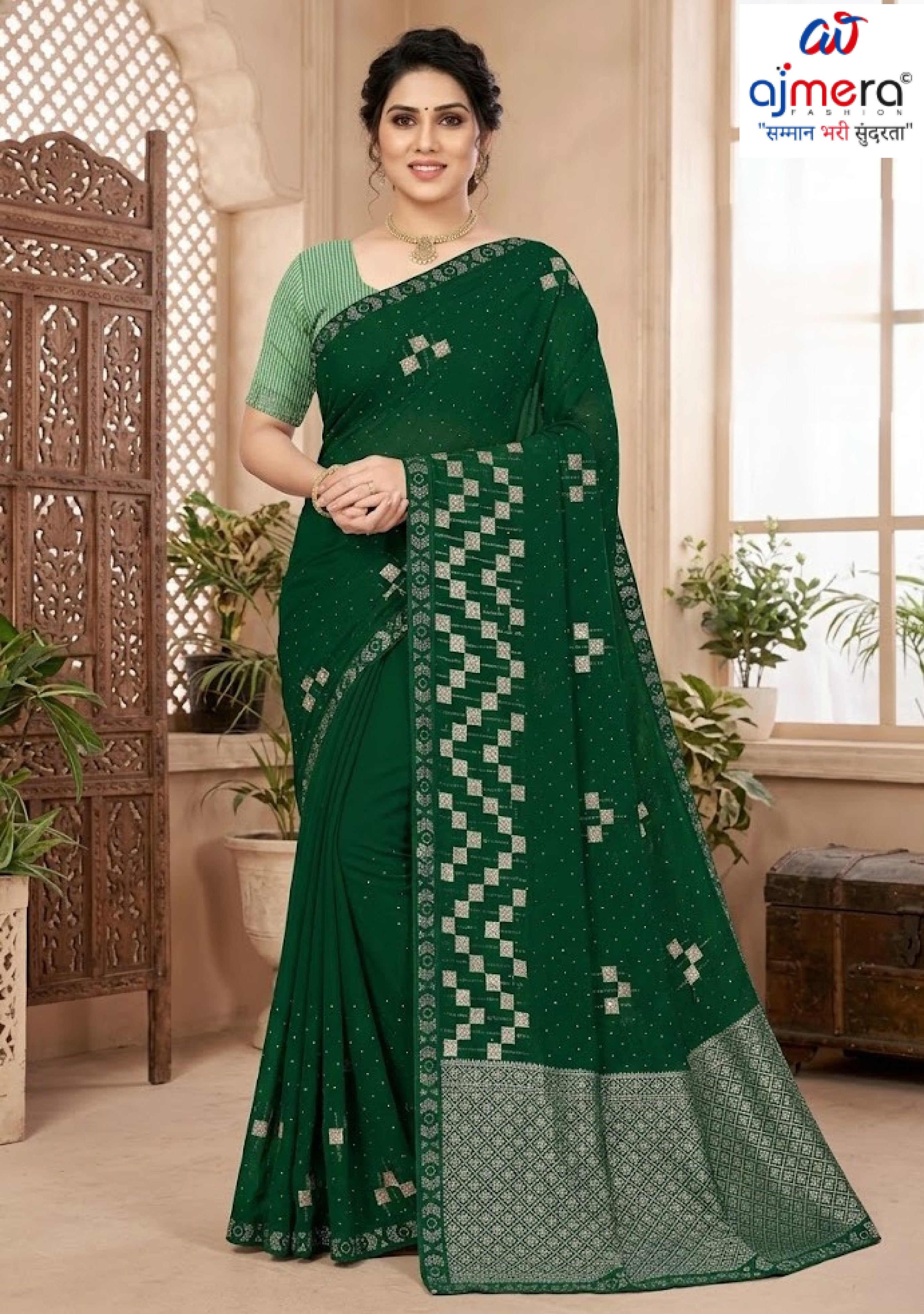 Modern Rapier Silk Matching Saree With Blouse Piece | RAL-LTD