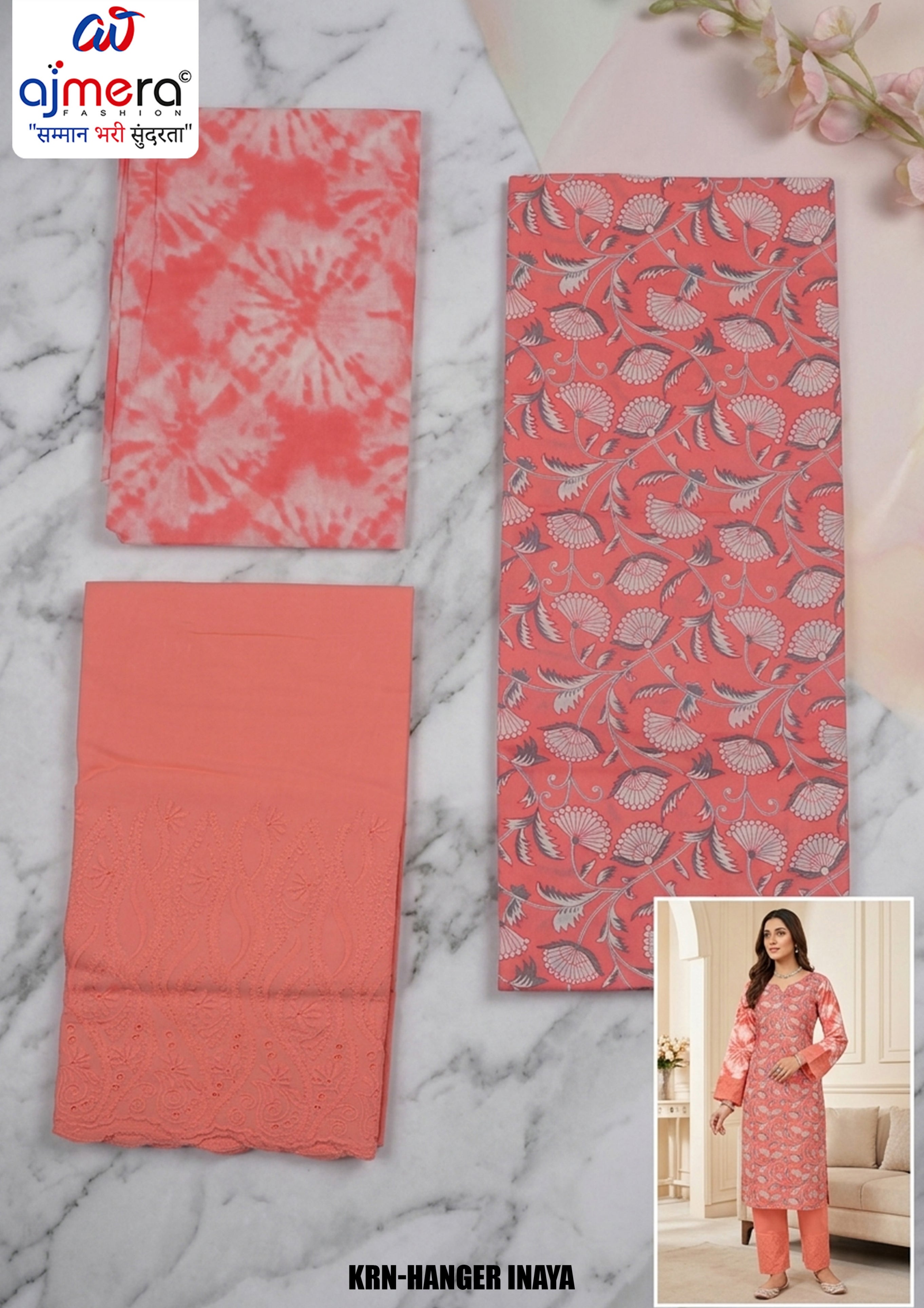 Premium Cotton Unstitched Suit Set | KRN-HANGER INAYA