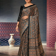Ajrakh Japan Satin Saree with Blouse for Premium Ethnic Wear | ALL-AJRAKH VOL-3