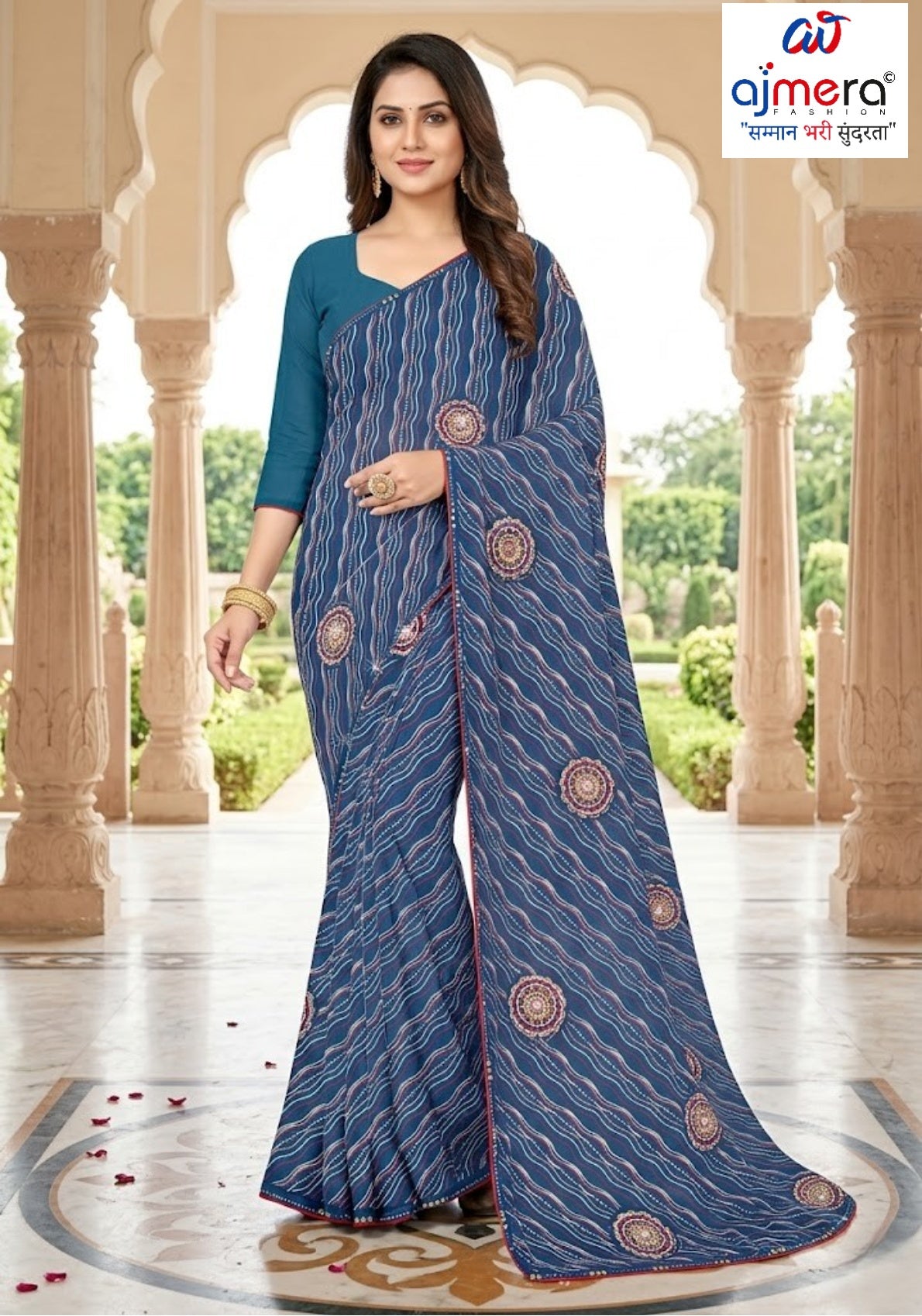 Fashionable Printed Saree with Blouse Piece for Festive Collection  | CAS-PANCHWATI