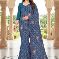 Fashionable Printed Saree with Blouse Piece for Festive Collection  | CAS-PANCHWATI