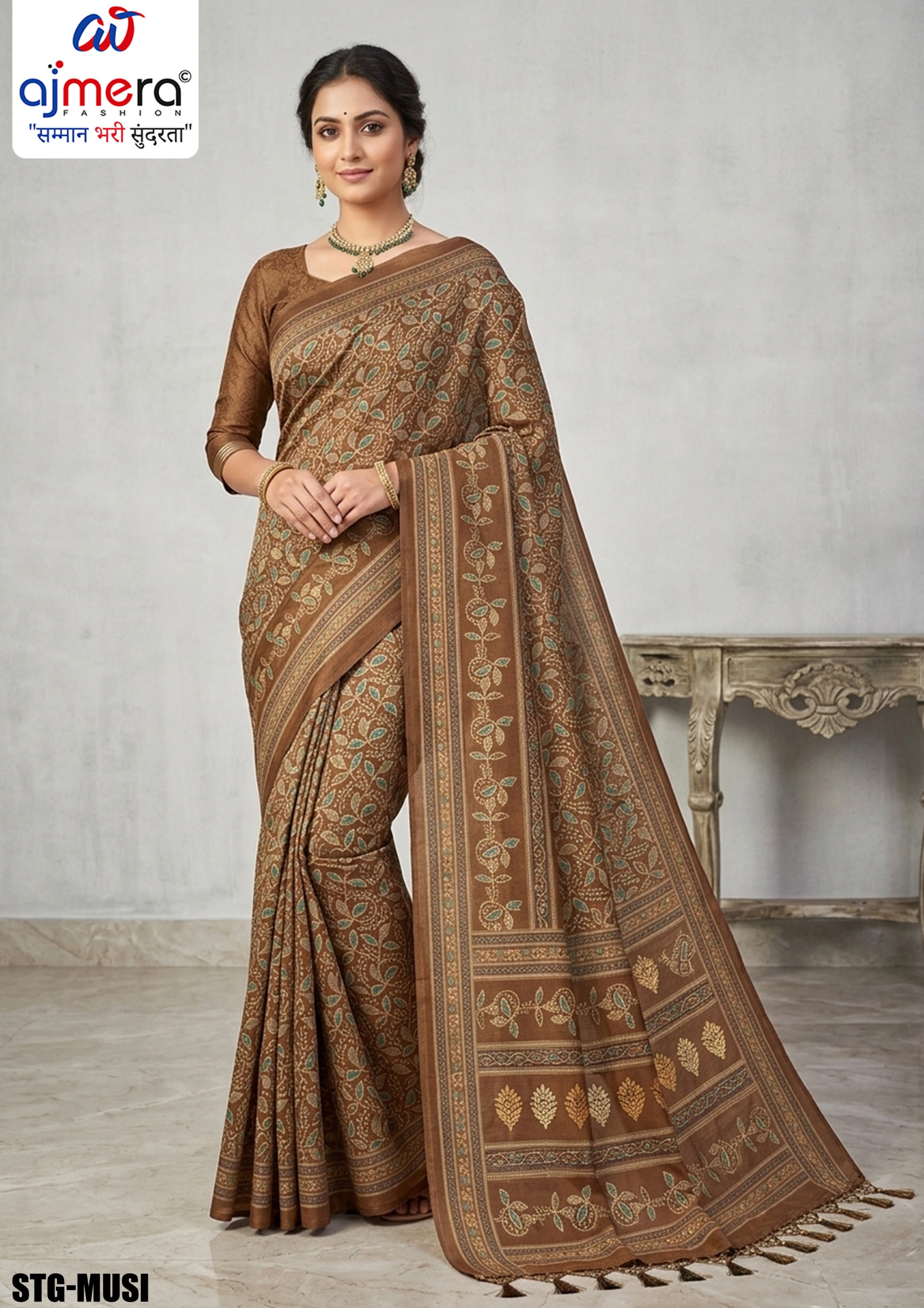 Digital Print Saree with Blouse Piece for Premium Ethnic and Traditional Wear | STG-MUSI