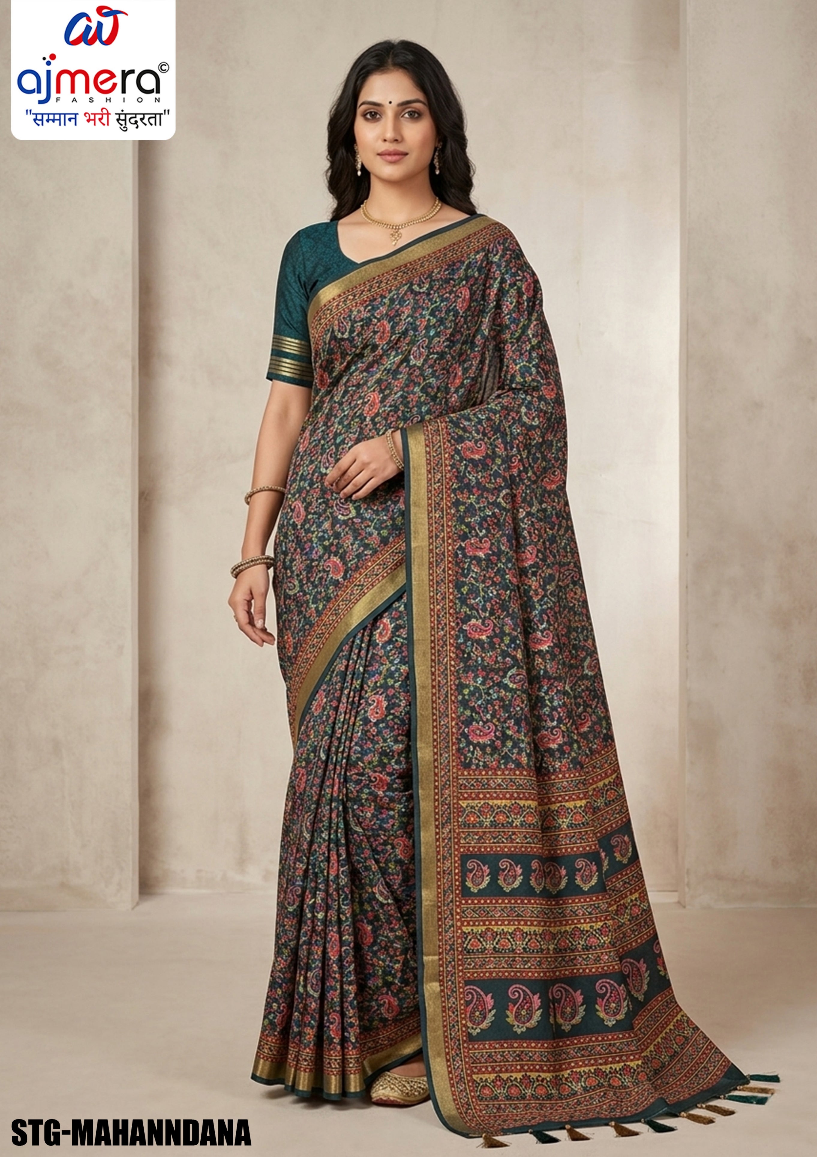 Silk Digital Printed Saree with Blouse Piece for Premium Ethnic and Traditional Wear | STG-MAHANDANA