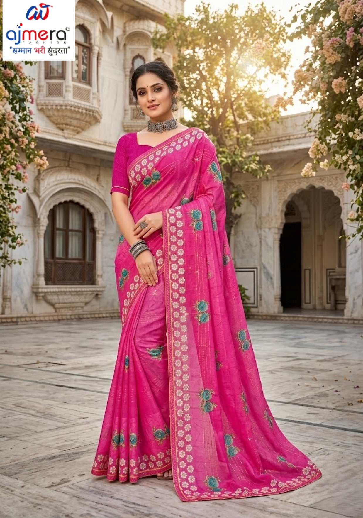 Premium Printed Saree with Matching Blouse Piece for Ethnic Elegance | PRM-TWO GULAB