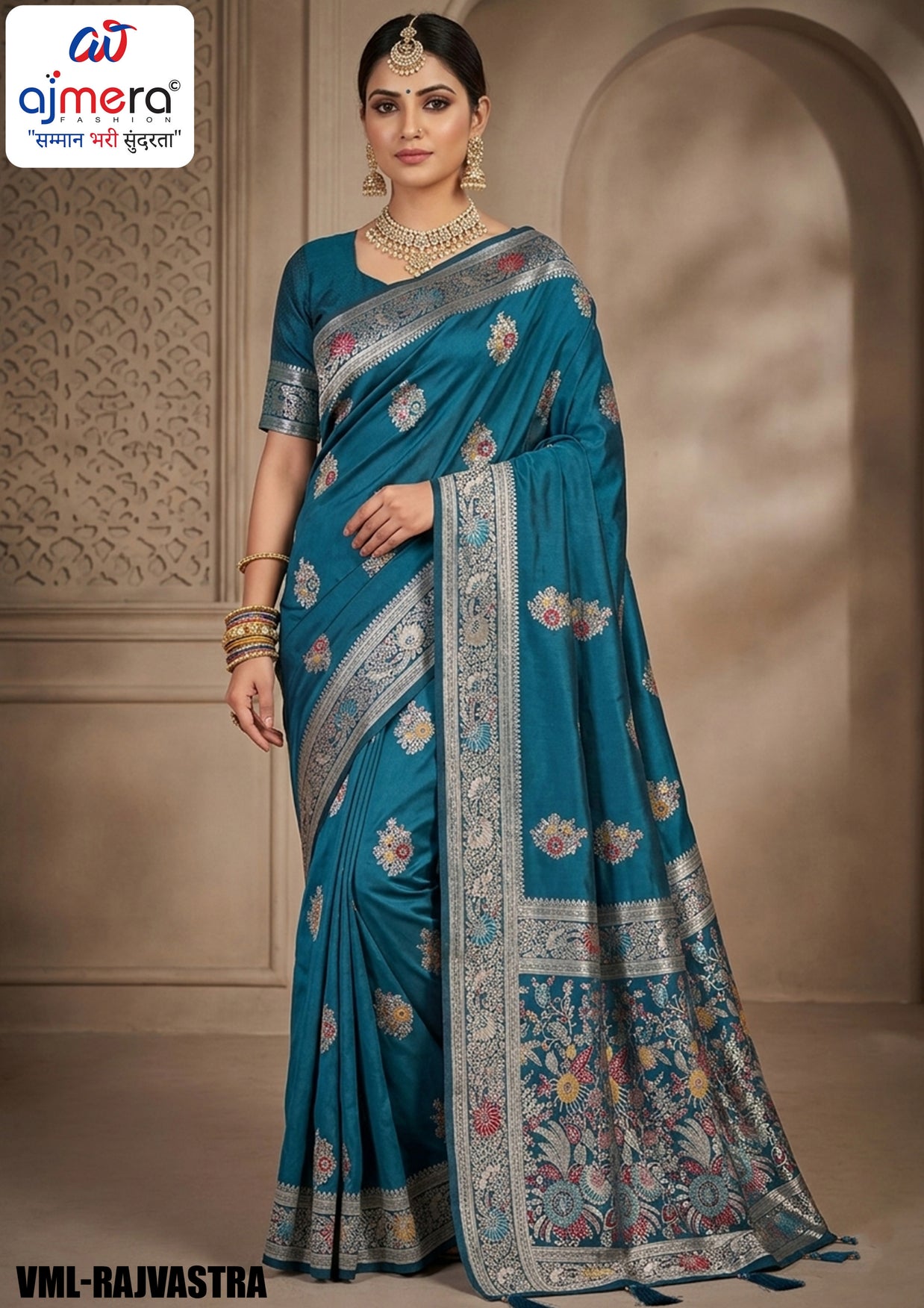 Textured Jacquard Silk Saree With Blouse Piece | VML-RAJVASTRA
