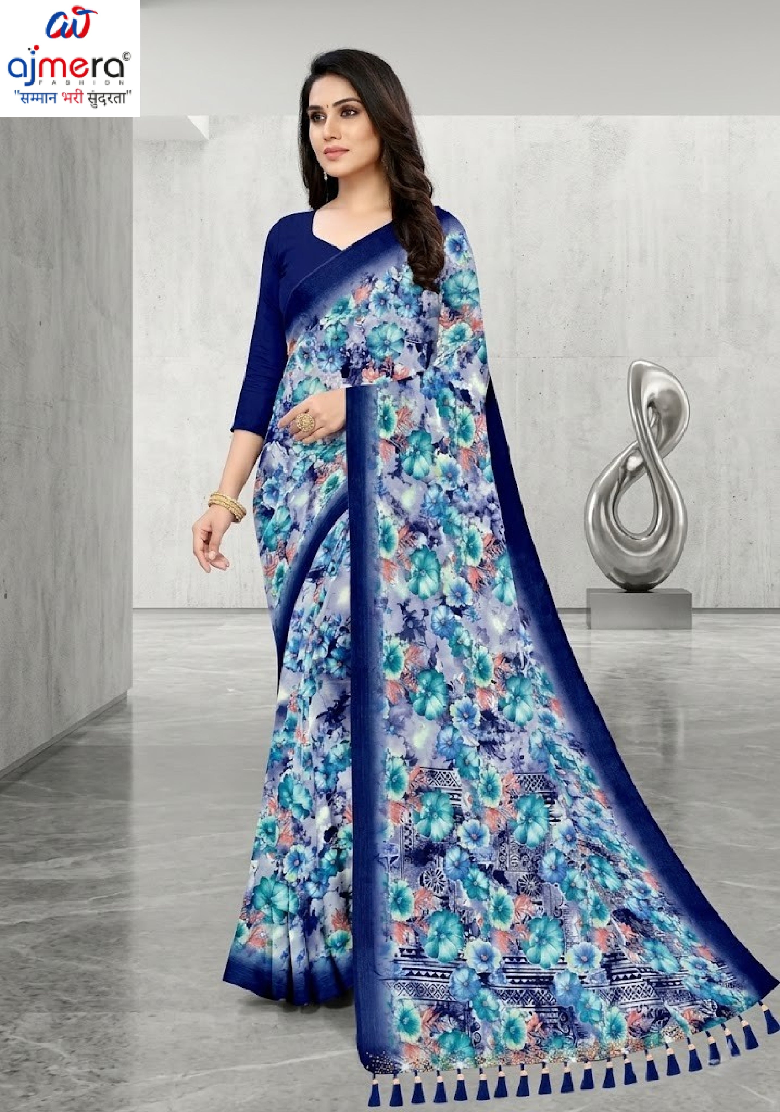 Contemporary Printed Saree with Blouse Piece for Premium Wear  | CAS-HAPPY DAY