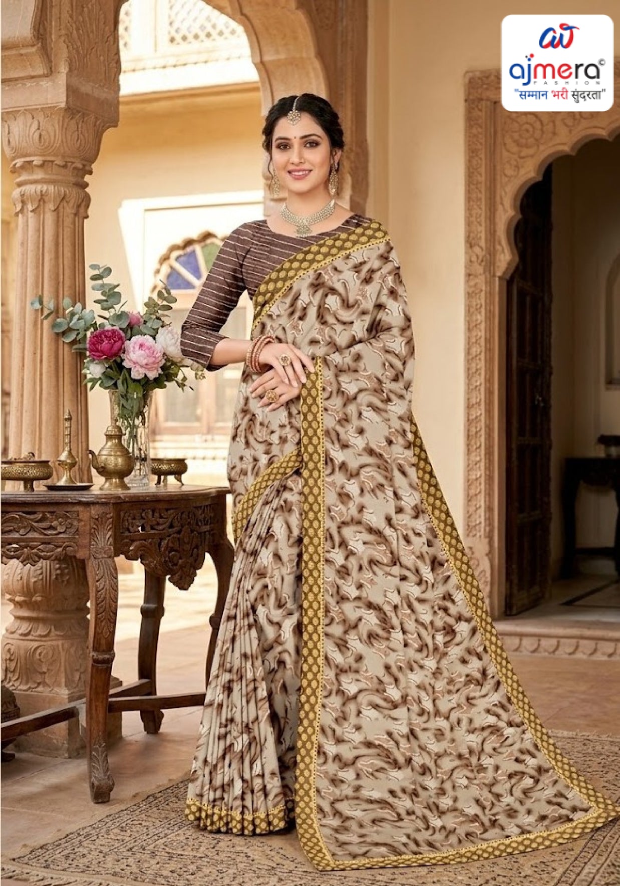 Zomato Print Loose Saree with Blouse for Premium Ethnic and Traditional Wear | CAS-INK POINT