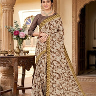 Zomato Print Loose Saree with Blouse for Premium Ethnic and Traditional Wear | CAS-INK POINT