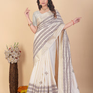 Apricot Linen Saree with Blouse for Premium Ethnic and Designer Wear | ALL-APRICOT-331