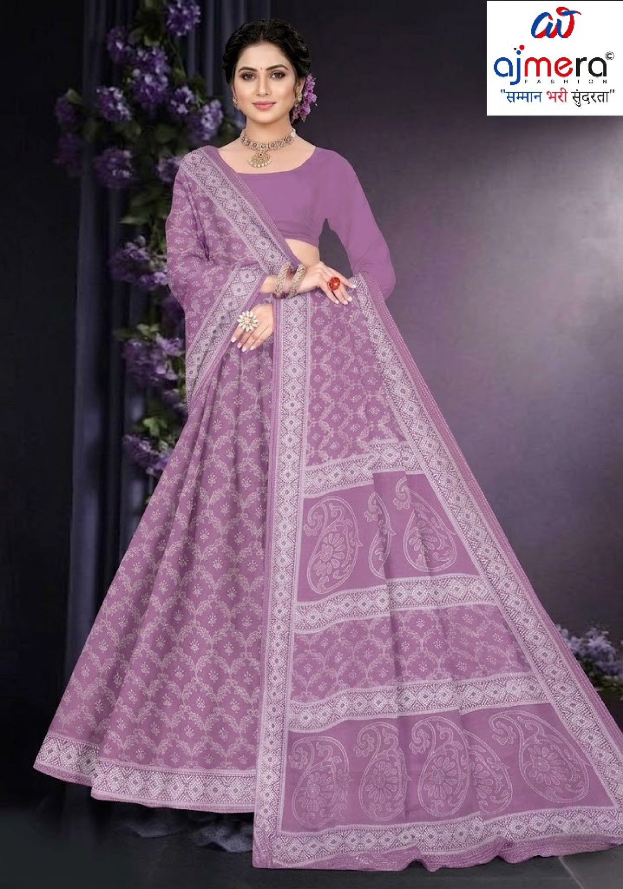 Soft Cotton Saree with Blouse Piece for Premium Ethnic and Traditional Wear | TLS-LUCKNOW COTTON WITH BP