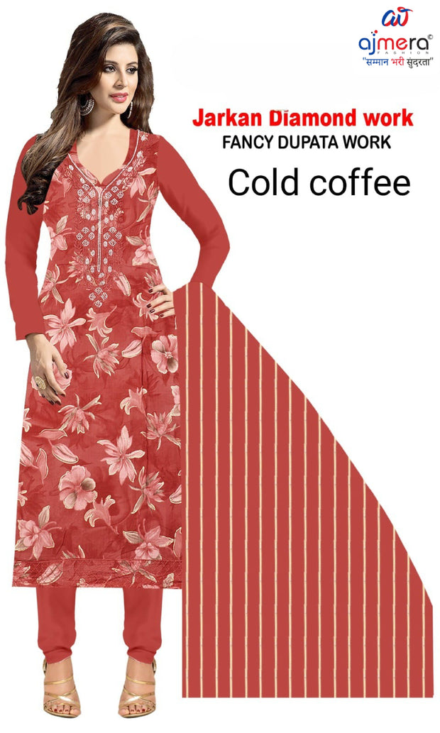 Printed Rayon Unstitched Suit Material | MJI-COLD COFFEE