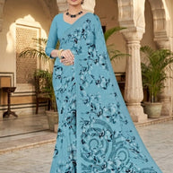Fashionable Printed Saree with Blouse Piece for Festive Collection | CAS-PURE GEORGEATE