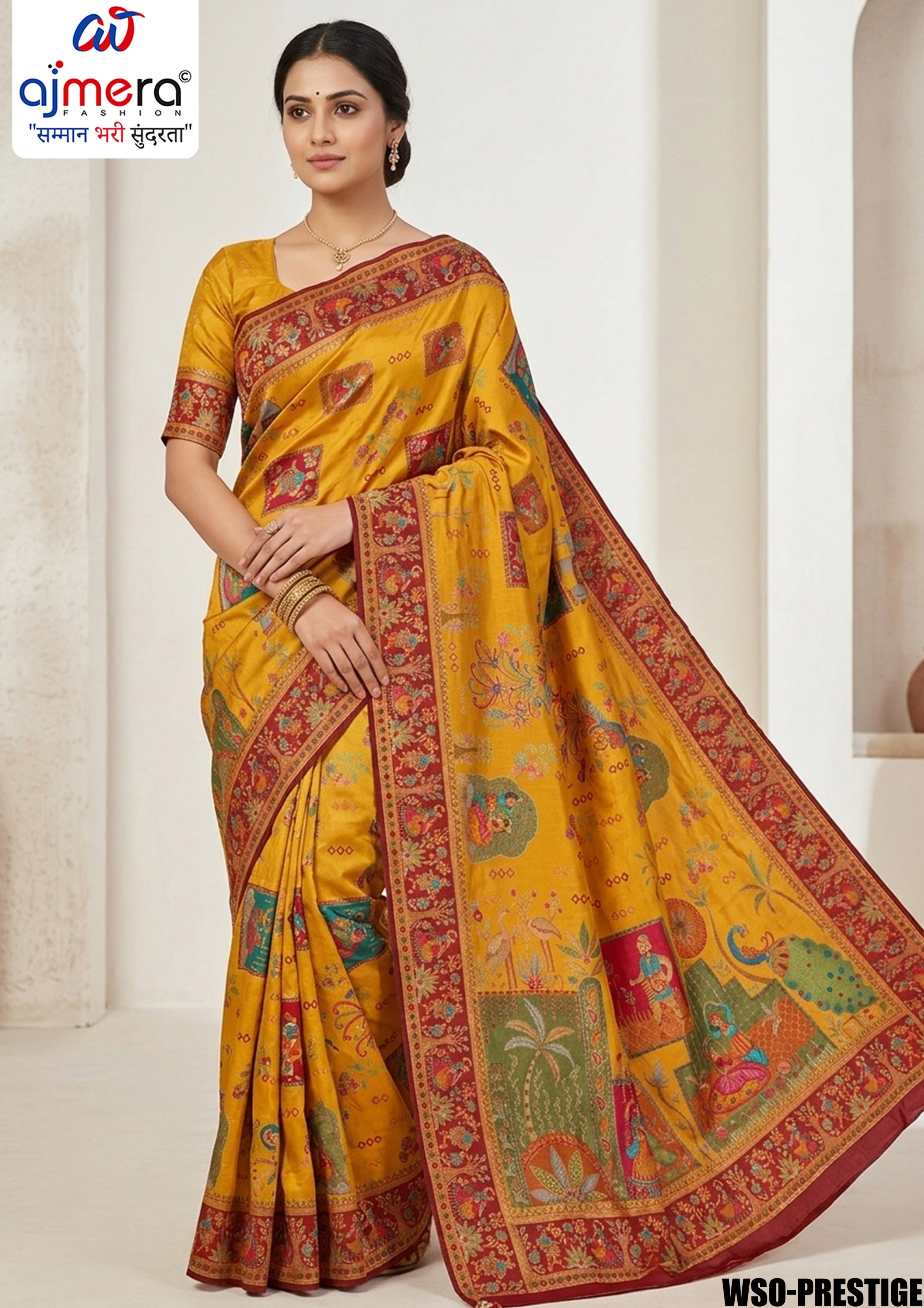 Designer Weave Jacquard Silk Saree With Blouse Piece | WSO-PRESTIGE