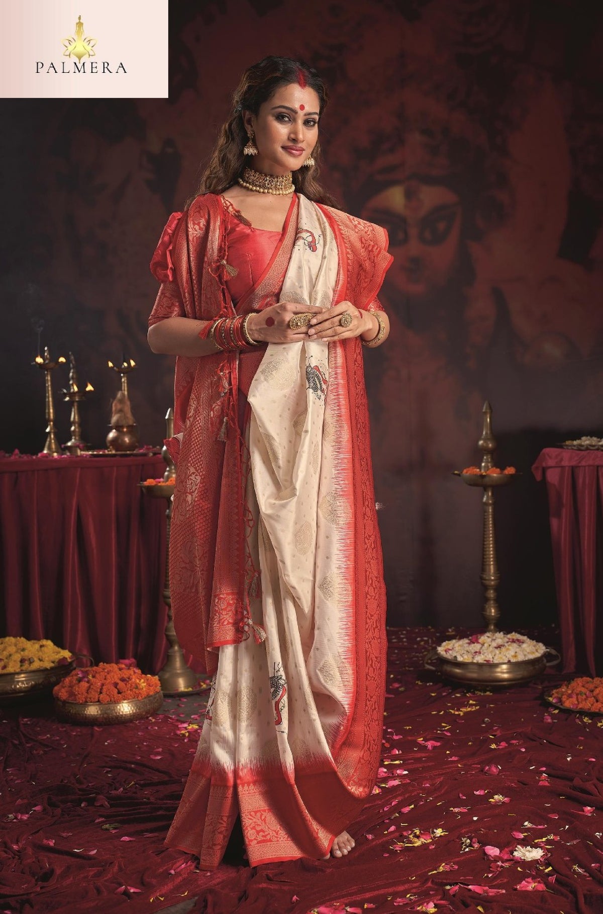 Durgotsav Satin Chiffon Saree with Blouse for Premium Festive and Ethnic Wear | ALL-DURGOTSAV VOL-01