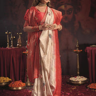 Durgotsav Satin Chiffon Saree with Blouse for Premium Festive and Ethnic Wear | ALL-DURGOTSAV VOL-01