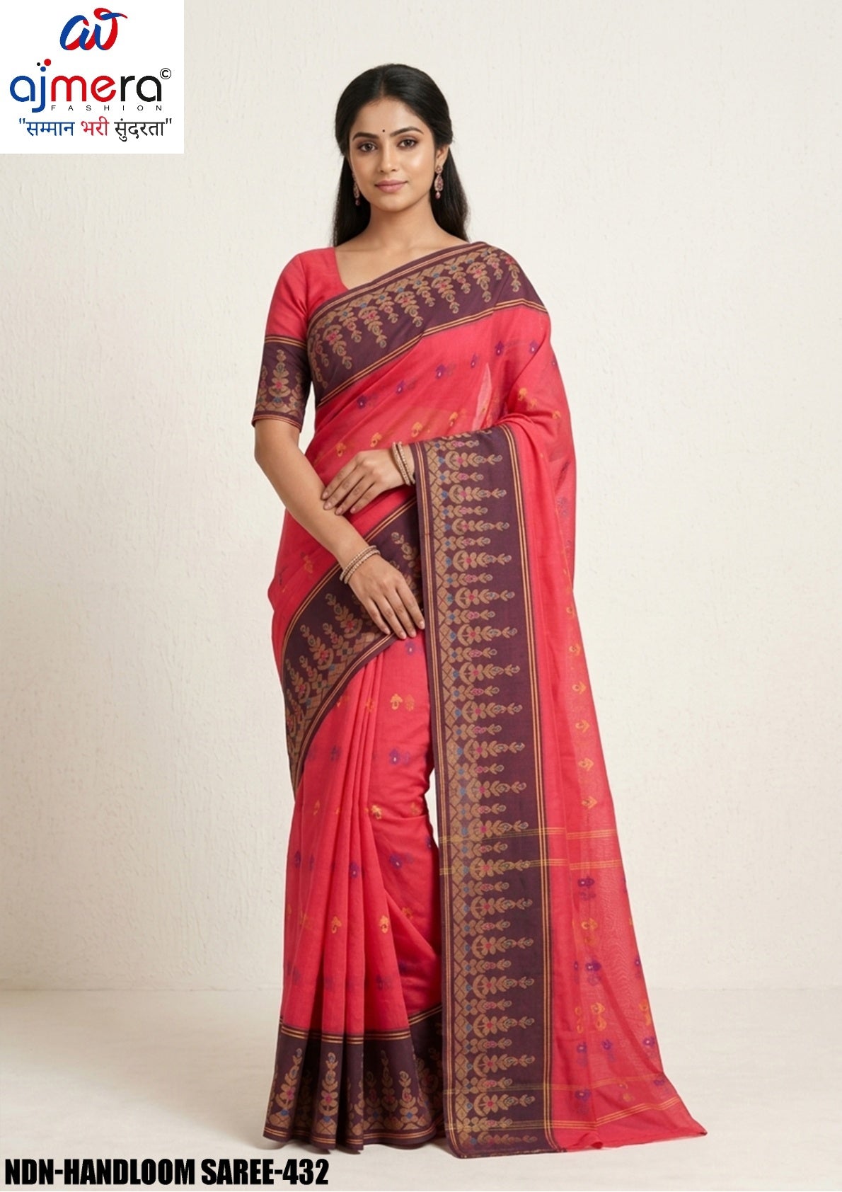 Handloom Cotton Saree with Without Blouse for Premium Ethnic and Traditional Wear | NDN-HANDLOOM SAREE-432