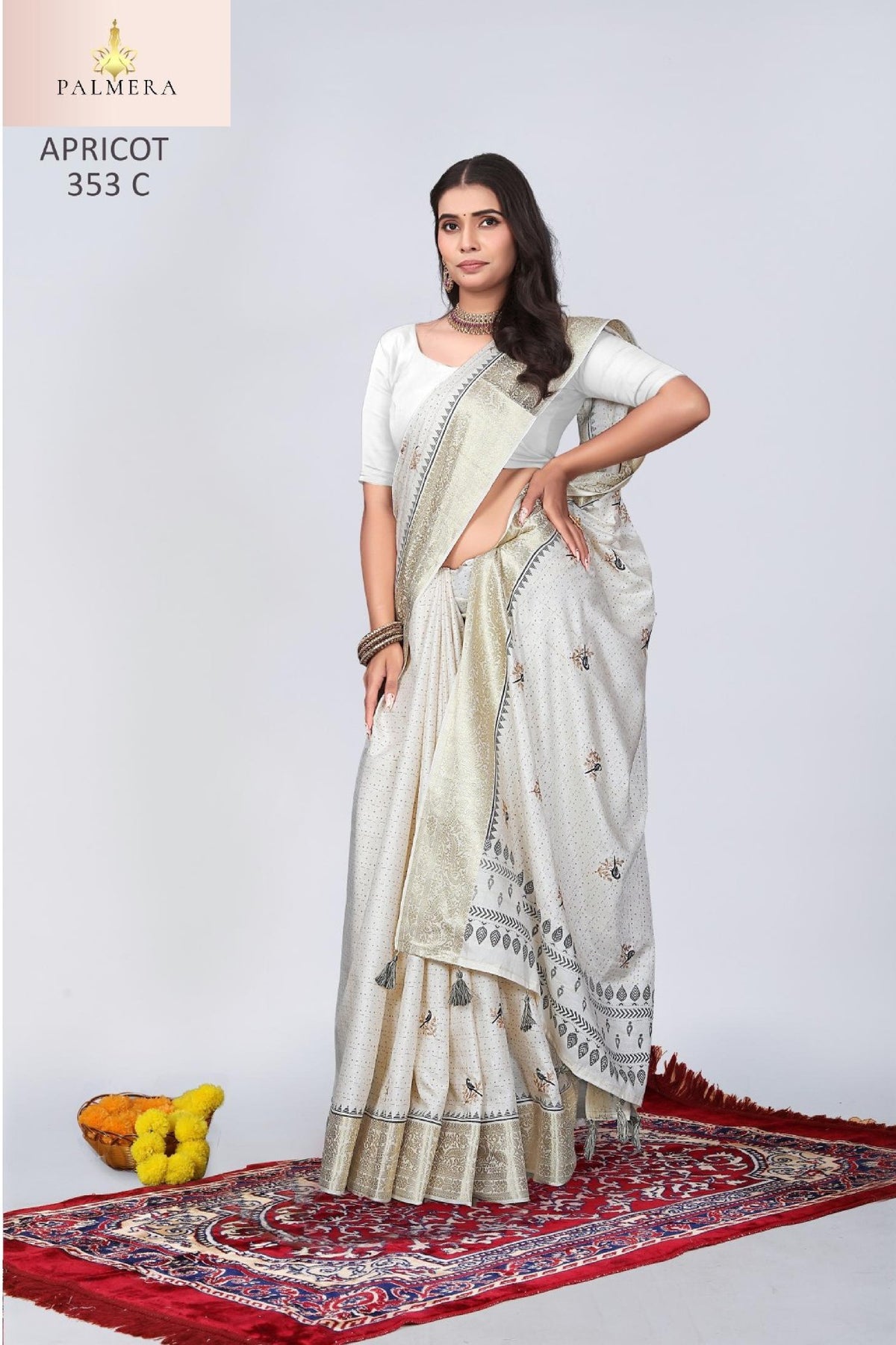 Apricot Linen Saree with Blouse for Premium Wedding and Ethnic Wear | ALL-APRICOT-353