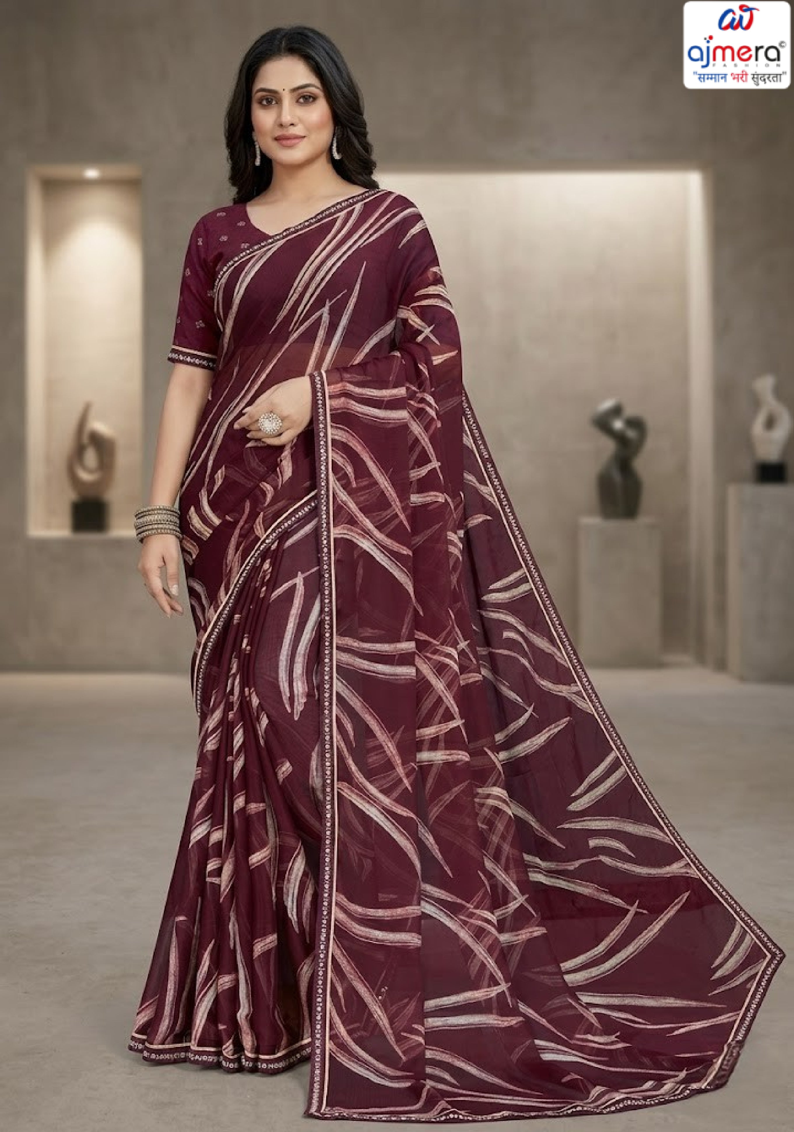 Chic Printed Saree with Blouse Piece for Sophisticated Ethnic Style  | RDD-SEERAT