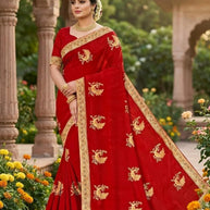 Satin Dyed Matching Saree with Blouse Piece for Premium Ethnic and Traditional Wear | VKM-APPLE