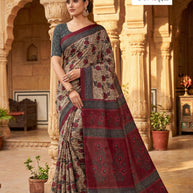 Printed Cotton Saree with Blouse Piece for Premium Ethnic and Traditional Wear | ASS-DIGITAL MOONGA FLOWER VOL-1