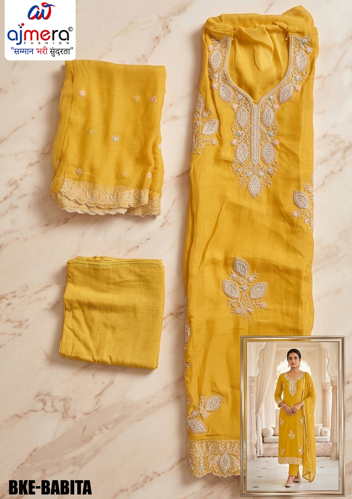 Premium Glass Organza Unstitched Suit Set | BKE-BABITA