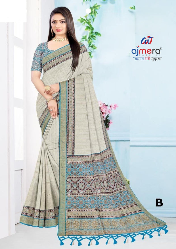 Classic Printed Saree with Blouse Piece for Timeless Traditional Style | PUS-JALPARI-2A