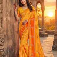 Elegant Printed Saree with Designer Blouse Piece for Festive Wear  | JS-PAYAL