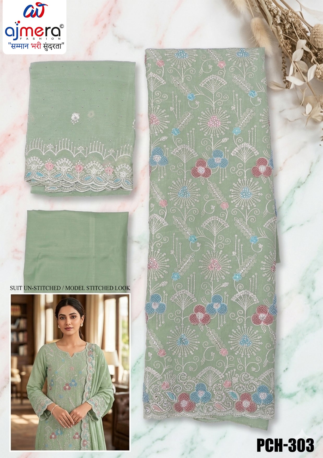 Designer Crunchi Unstitched Suit Set | PCH-303
