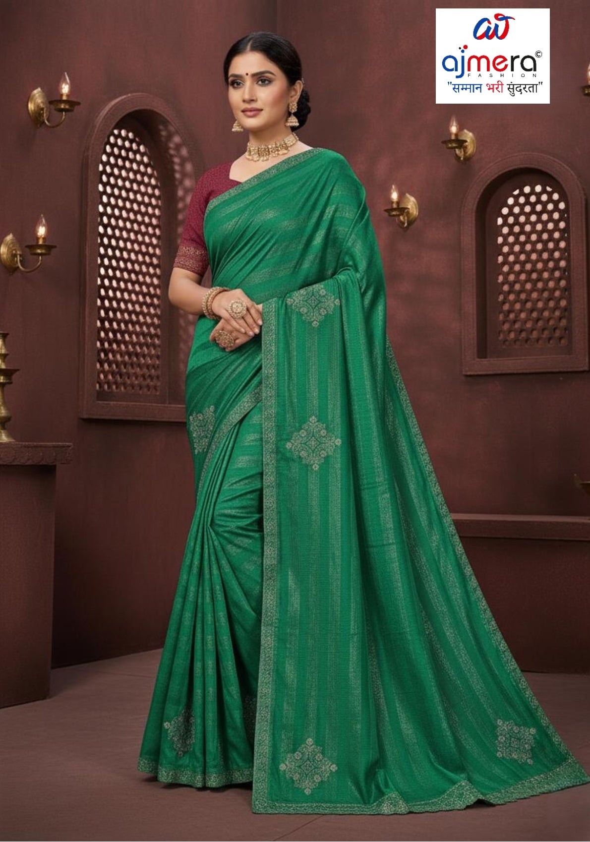 Rimzim Designer Dyed Matching Saree with Blouse Piece for Premium Ethnic and Traditional Wear | TIK-MOTU PATLU