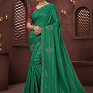 Rimzim Designer Dyed Matching Saree with Blouse Piece for Premium Ethnic and Traditional Wear | TIK-MOTU PATLU