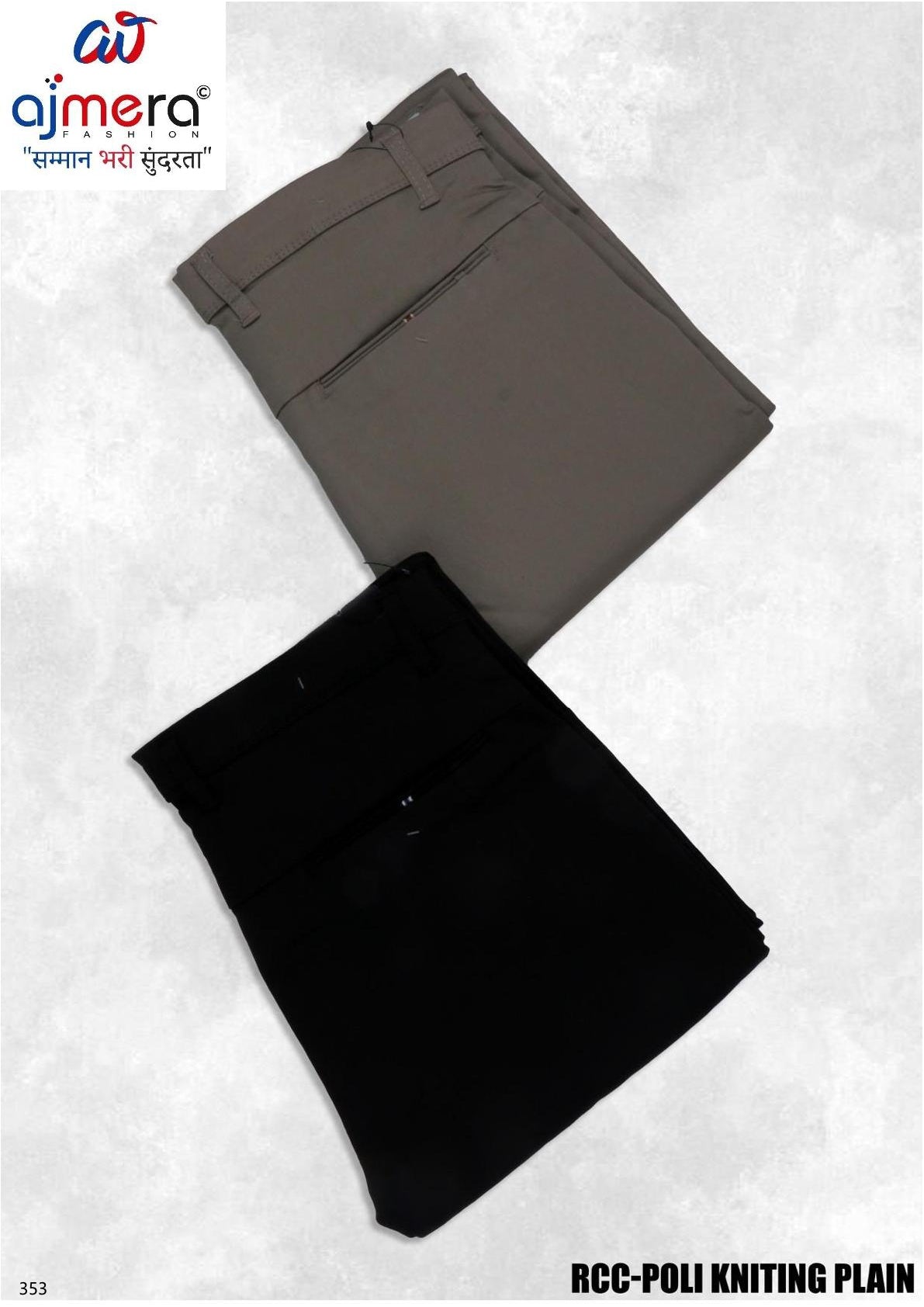 Mens Pants Supplier India | RCC-POLI KNITING PLAIN