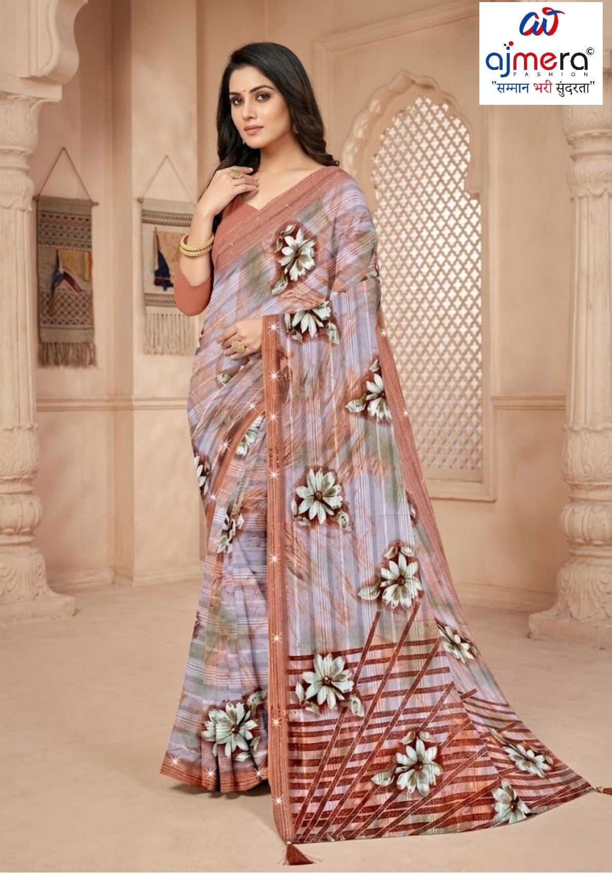 Designer Printed Saree with Blouse Piece for Special Occasions  | CAS-AMRUT DHARA