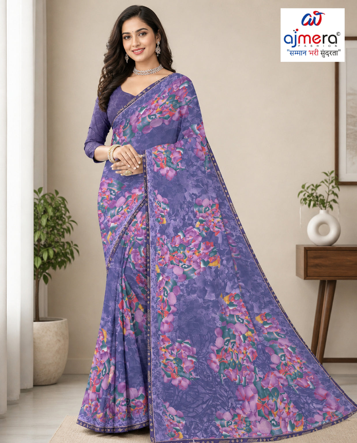 Premium Printed Saree with Matching Blouse Piece for Ethnic Elegance  | TTS-KAVERI